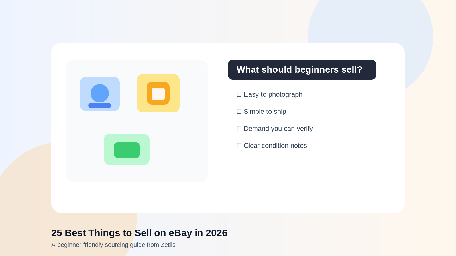 Ilustración de artículos fáciles para vender en eBay en 2026